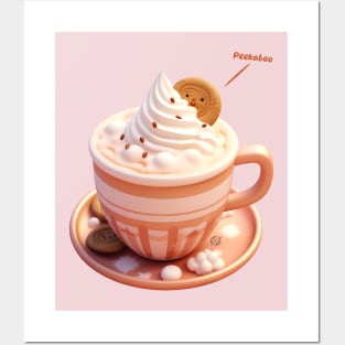 Peekaboo Kawaii cookie in a cup Posters and Art